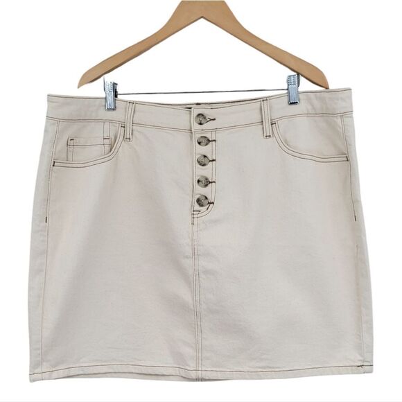 Torrid Denim Jean Beige Neutral Mini Skirt Button Fly Women's Plus Size 18 - Picture 3 of 9